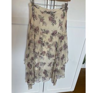Loveshackfancy New Silk Midi Length Floral Skirt, Size S,